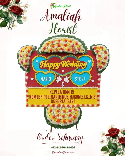Karangan Papan Bunga Pernikahan di Cikuya